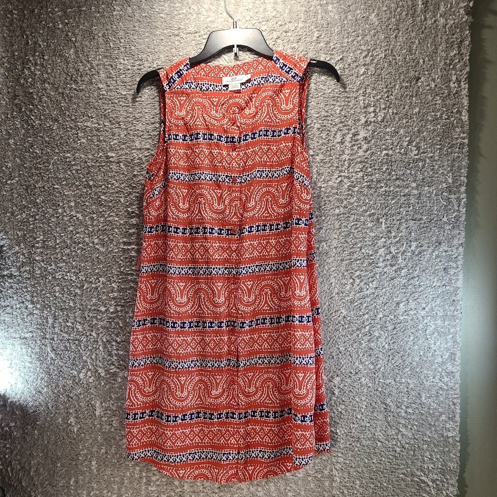 Vineyard Vines Button Down Dress Women Sz 6 Sleeveless Silk Viscose Blend Read